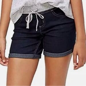 Girls Justice Knit Waist Roll Cuff Denim Jean Shorts Size 14